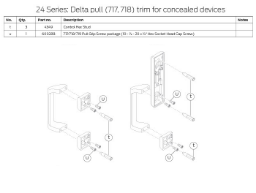 24 Series: Delta pull (717, 718) trim for concealed devices